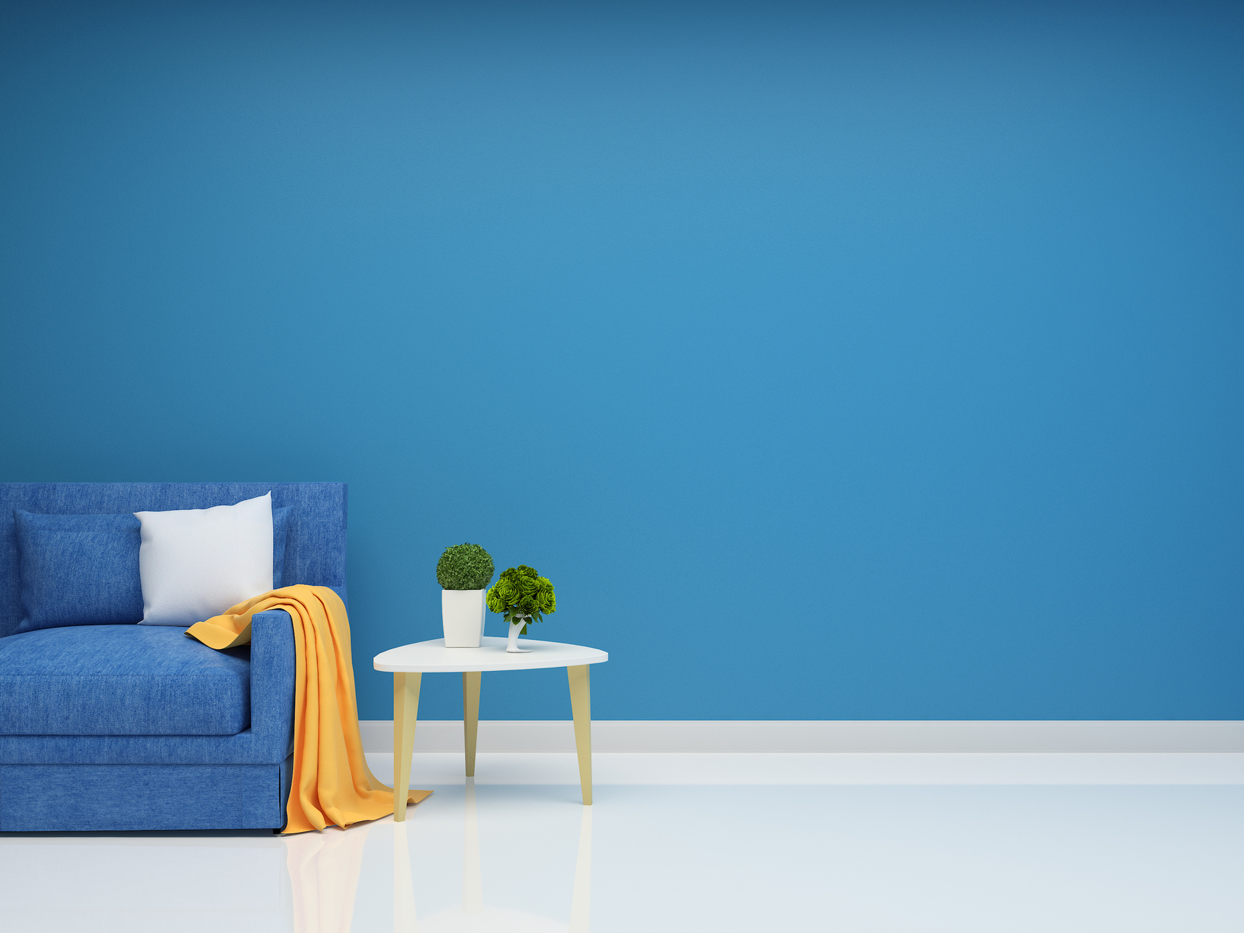 Blue Sofa and Wall Living Room Interior Background